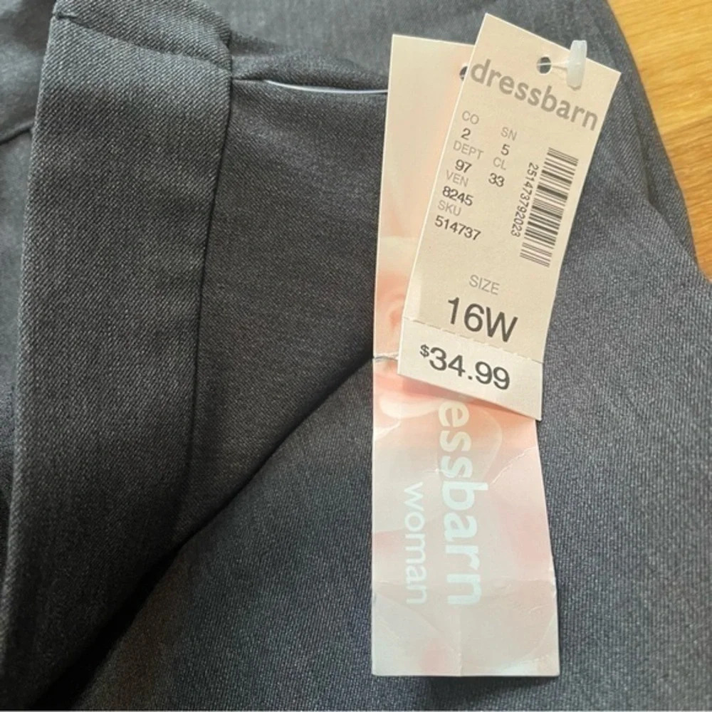 Dressbarn Woman Gray Trousers NWT 16W Short Plus Size Dress Pants Office 36X27 - Picture 4 of 9